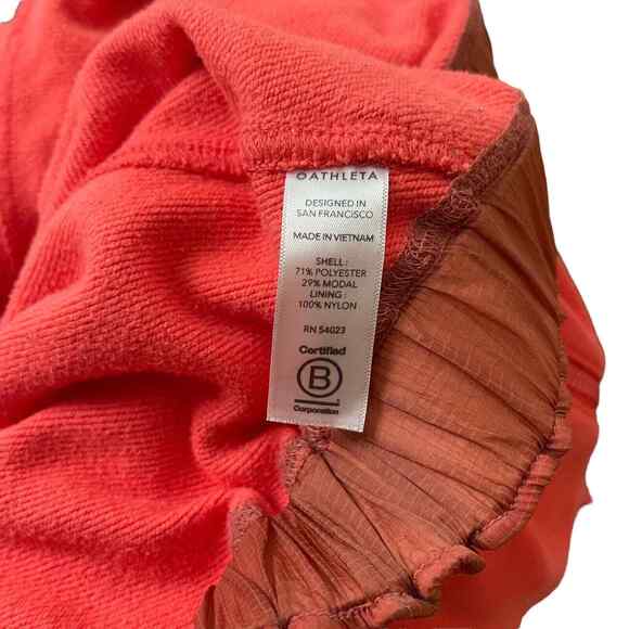 Athleta XS Ascend Warm Up Hoodie Pullover 1/4 Zip Coral Sweatshirt Pocket - Picture 3 of 12